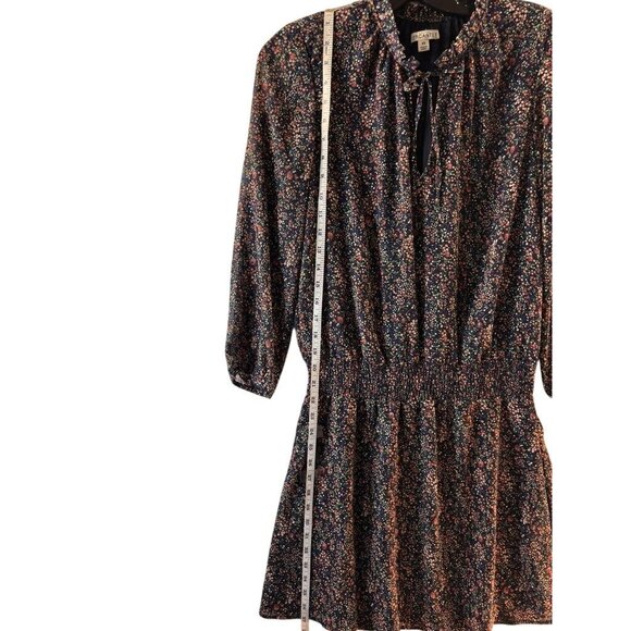 Floral Smocked Waist Mini Dress With 3/4 Sleeves & Ruffled Neckline By J Crew Me - Picture 9 of 12